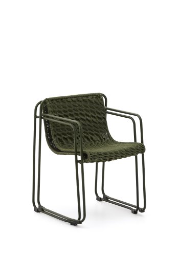 KAVE HOME Maurina stol i grn galvaniseret stl og grn tovsnor