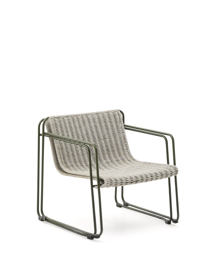 KAVE HOME Maurina lnestol i grn galvaniseret stl og ecru og gr tovsnor
