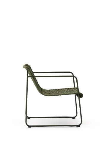KAVE HOME Maurina stabelbar lnestol i grn galvaniseret stl og grn tovsnor