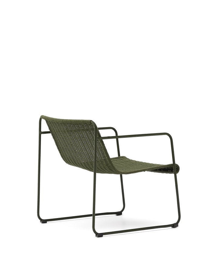 KAVE HOME Maurina stabelbar lnestol i grn galvaniseret stl og grn tovsnor