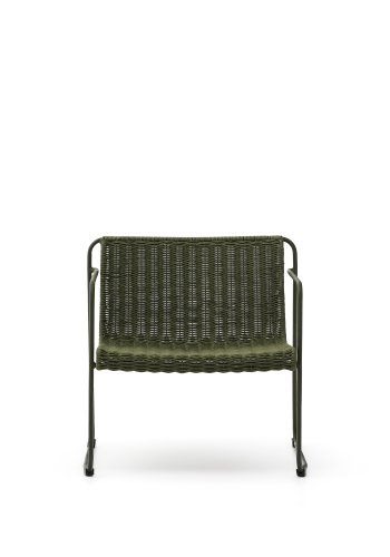 KAVE HOME Maurina stabelbar lnestol i grn galvaniseret stl og grn tovsnor