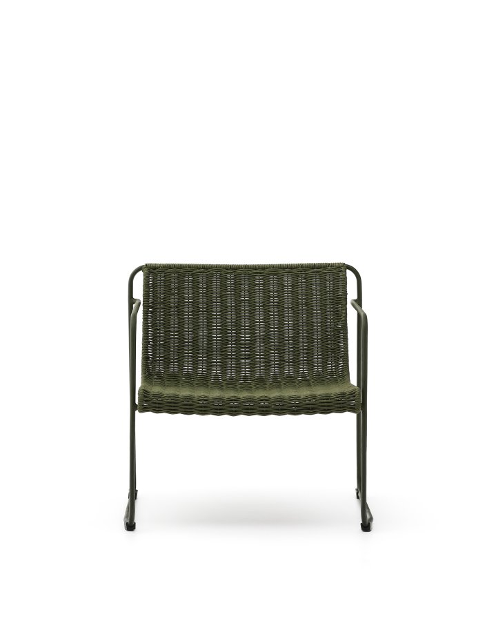 KAVE HOME Maurina stabelbar lnestol i grn galvaniseret stl og grn tovsnor