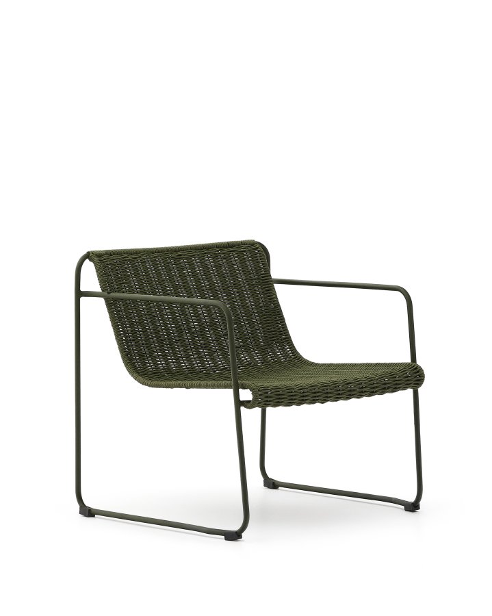 KAVE HOME Maurina stabelbar lnestol i grn galvaniseret stl og grn tovsnor