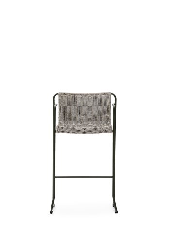 KAVE HOME Maurina skammel i grn galvaniseret stl og ecru og gr rebsnor 64,5cm