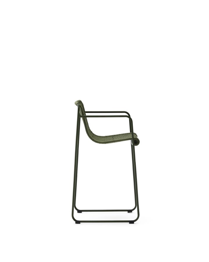 KAVE HOME Maurina skammel i grn galvaniseret stl og grn tovsnor 64,5cm