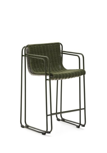 KAVE HOME Maurina skammel i grn galvaniseret stl og grn tovsnor 64,5cm