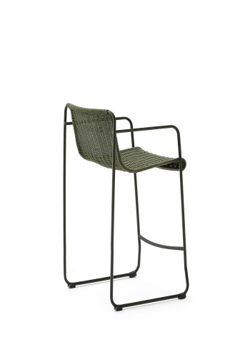 KAVE HOME Maurina stabelbar skammel i grn galvaniseret stl og grn reb 74,5cm