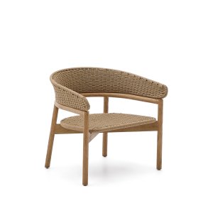 KAVE HOME Arinella udendrs lnestol, m. armln - natur akacietr og beige tovsnor