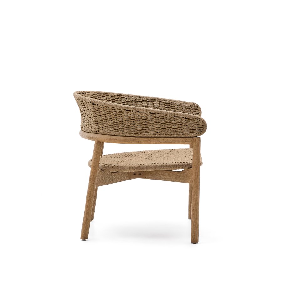 KAVE HOME Arinella udendrs lnestol, m. armln - natur akacietr og beige tovsnor