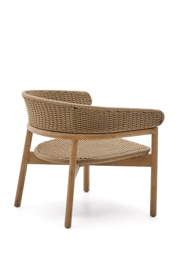 KAVE HOME Arinella udendrs lnestol, m. armln - natur akacietr og beige tovsnor