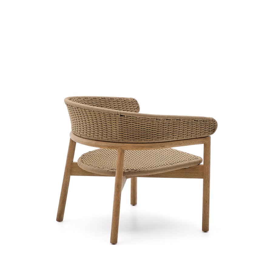 KAVE HOME Arinella udendrs lnestol, m. armln - natur akacietr og beige tovsnor