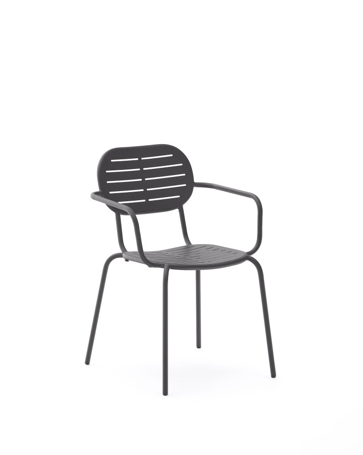 KAVE HOME Brai havestol, m. armln, stabelbar - mrkegr galvaniseret stl