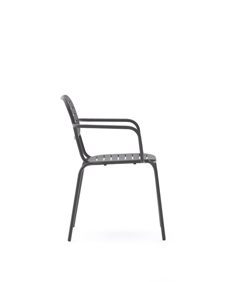 KAVE HOME Brai havestol, m. armln, stabelbar - mrkegr galvaniseret stl