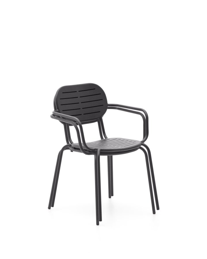 KAVE HOME Brai havestol, m. armln, stabelbar - mrkegr galvaniseret stl