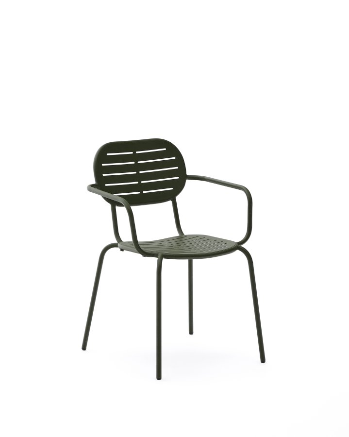 KAVE HOME Brai havestol, m. armln, stabelbar - grn galvaniseret stl