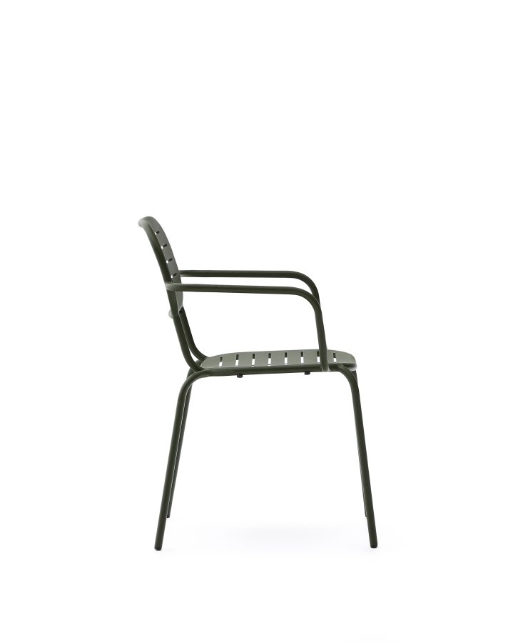 KAVE HOME Brai havestol, m. armln, stabelbar - grn galvaniseret stl