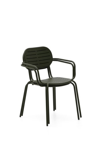 KAVE HOME Brai havestol, m. armln, stabelbar - grn galvaniseret stl