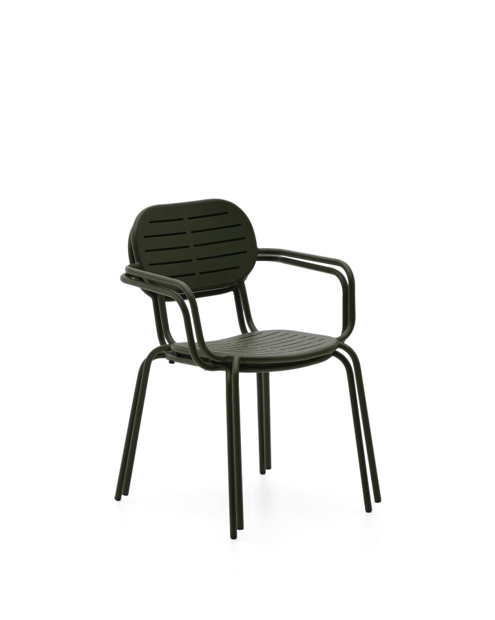 KAVE HOME Brai havestol, m. armln, stabelbar - grn galvaniseret stl