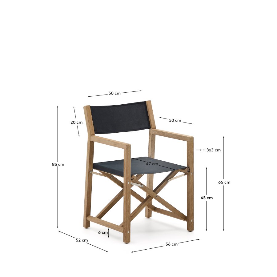 KAVE HOME Vilara sort udendrs klapstol lavet af FSC 100% massivt akacietr