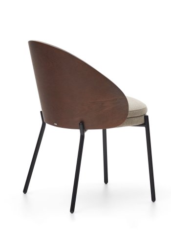 KAVE HOME Eamy spisebordsstol - lysebrun stof, brun askefinér og sort stl
