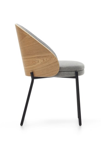 KAVE HOME Eamy spisebordsstol - lysegr stof, natur askefinér og sort stl