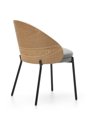 KAVE HOME Eamy spisebordsstol - lysegr stof, natur askefinér og sort stl