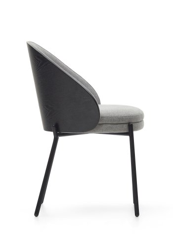 KAVE HOME Eamy spisebordsstol - lysegr stof, sort askefinér og sort stl