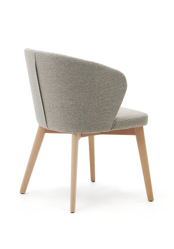 KAVE HOME Darice stol i brun chenille og massiv bgetr i naturlig finish FSC 100%