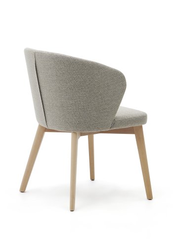 KAVE HOME Darice stol i brun chenille og massiv bgetr i naturlig finish FSC 100%