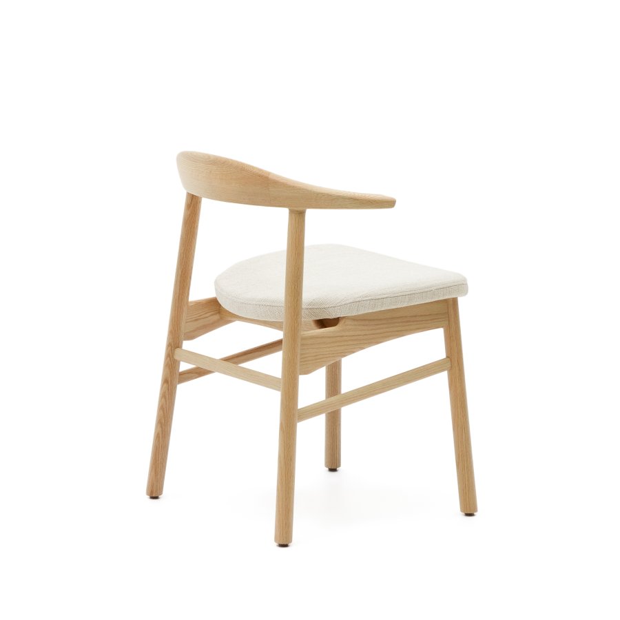 KAVE HOME Timons stol aftageligt betrk i beige chenille massivt egetr naturlig finish FSC Mix Credi