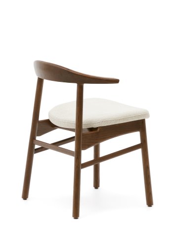 KAVE HOME Timons stol aftageligt betrk i beige chenille massivt egetr valnddefinish FSC Mix Credit