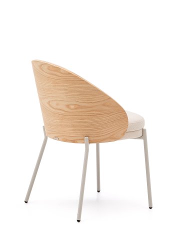 KAVE HOME Eamy stol i beige chenille, i naturlig finish askefiner og beige metal