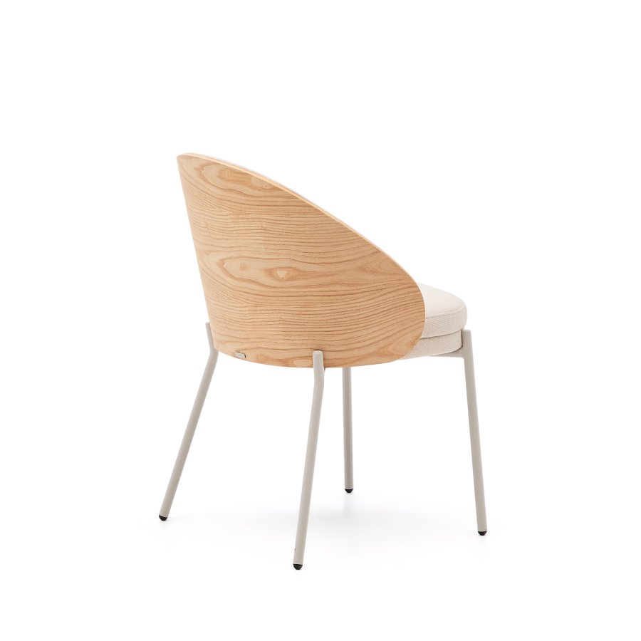 KAVE HOME Eamy stol i beige chenille, i naturlig finish askefiner og beige metal