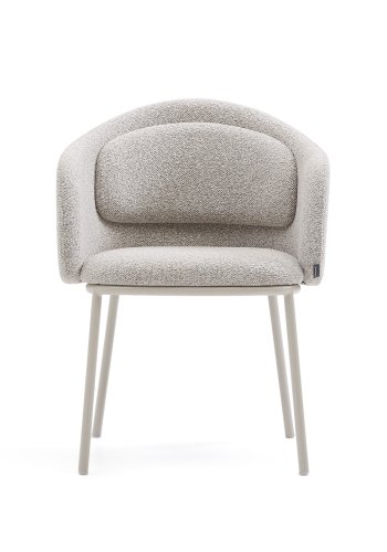 KAVE HOME Minda stol i tyk beige chenille og stlben i beige finish, FSC Mix Credit