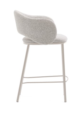 KAVE HOME Maina skammel i tyk beige chenille og stlben i beige finish, FSC Mix Credit, 65 c