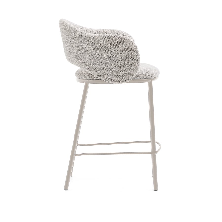 KAVE HOME Maina skammel i tyk beige chenille og stlben i beige finish, FSC Mix Credit, 65 c