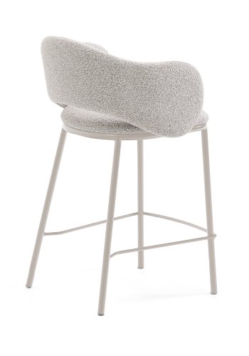 KAVE HOME Maina skammel i tyk beige chenille og stlben i beige finish, FSC Mix Credit, 65 c