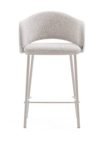 KAVE HOME Maina skammel i tyk beige chenille og stlben i beige finish, FSC Mix Credit, 65 c