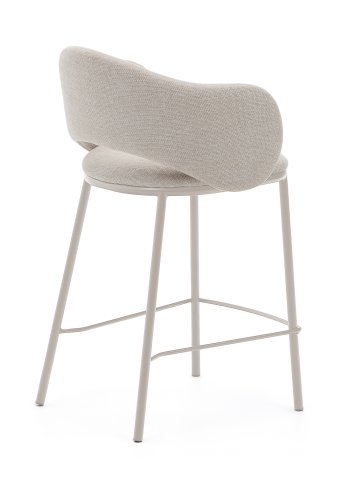 KAVE HOME Maina skammel i beige chenille og stlben i beige finish, FSC Mix Credit, 65 cm