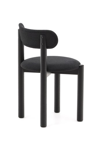 KAVE HOME Nebai stol i sort chenille med massiv egetr struktur og sort finish FSC MIX Cre