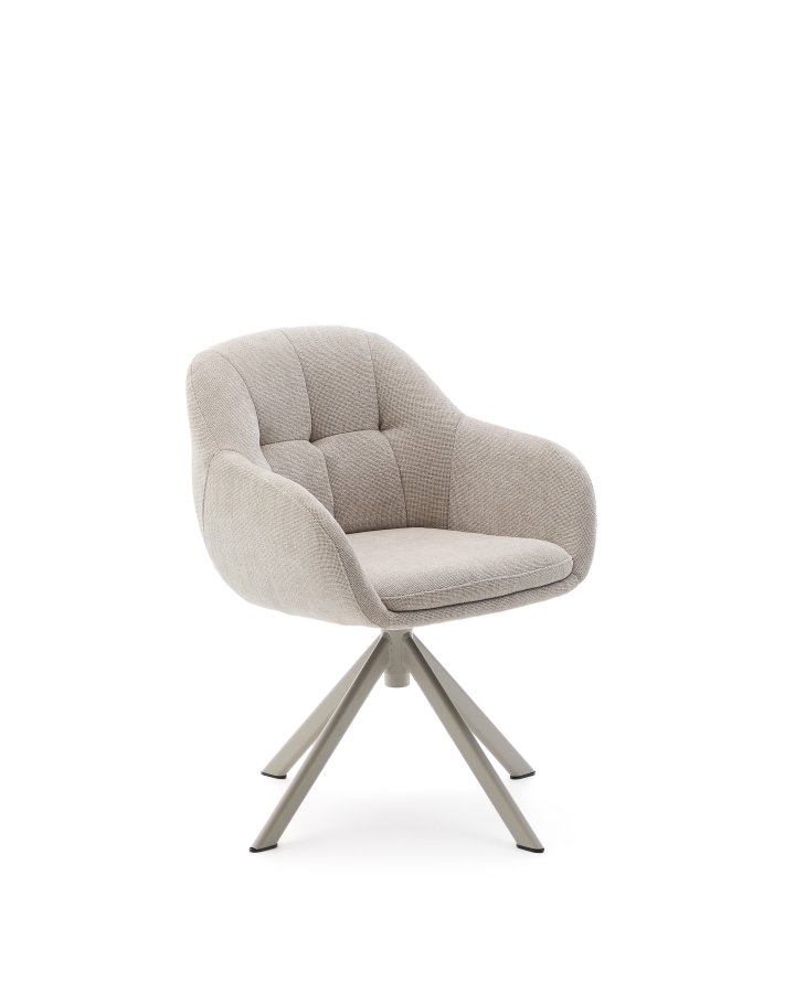 KAVE HOME Dorina drejestol i beige chenille og stlben i beige finish