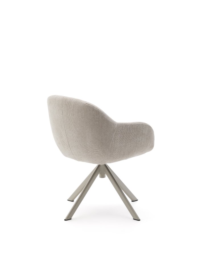 KAVE HOME Dorina drejestol i beige chenille og stlben i beige finish