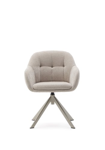 KAVE HOME Dorina drejestol i beige chenille og stlben i beige finish