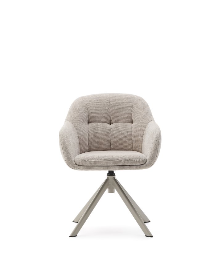 KAVE HOME Dorina drejestol i beige chenille og stlben i beige finish