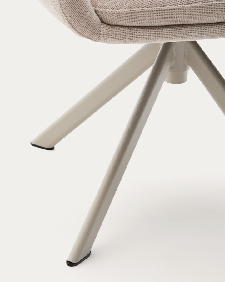 KAVE HOME Dorina drejestol i beige chenille og stlben i beige finish