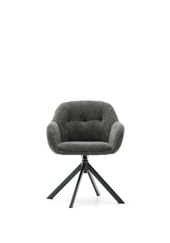 KAVE HOME Dorina drejestol i grn chenille og stlben i grn finish