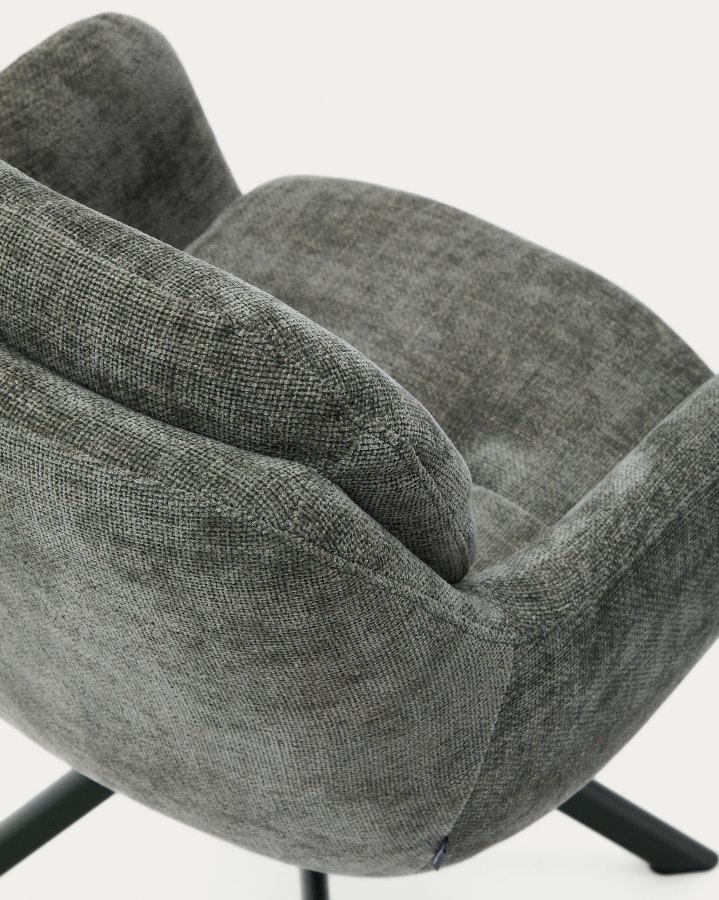 KAVE HOME Lexa drejestol i grn chenille og stlben i grn finish