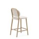 KAVE HOME Helda skammel i beige chenille og massivt egetr FSC Mix Credit 65 cm