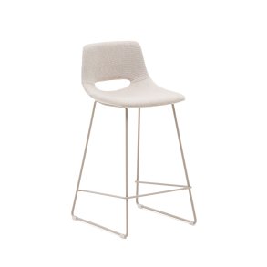 KAVE HOME Zahara beige skammel med stl i beige finish, hjde 65 cm