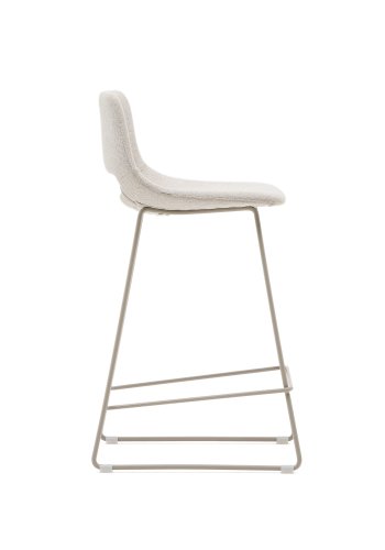 KAVE HOME Zahara beige skammel med stl i beige finish, hjde 65 cm
